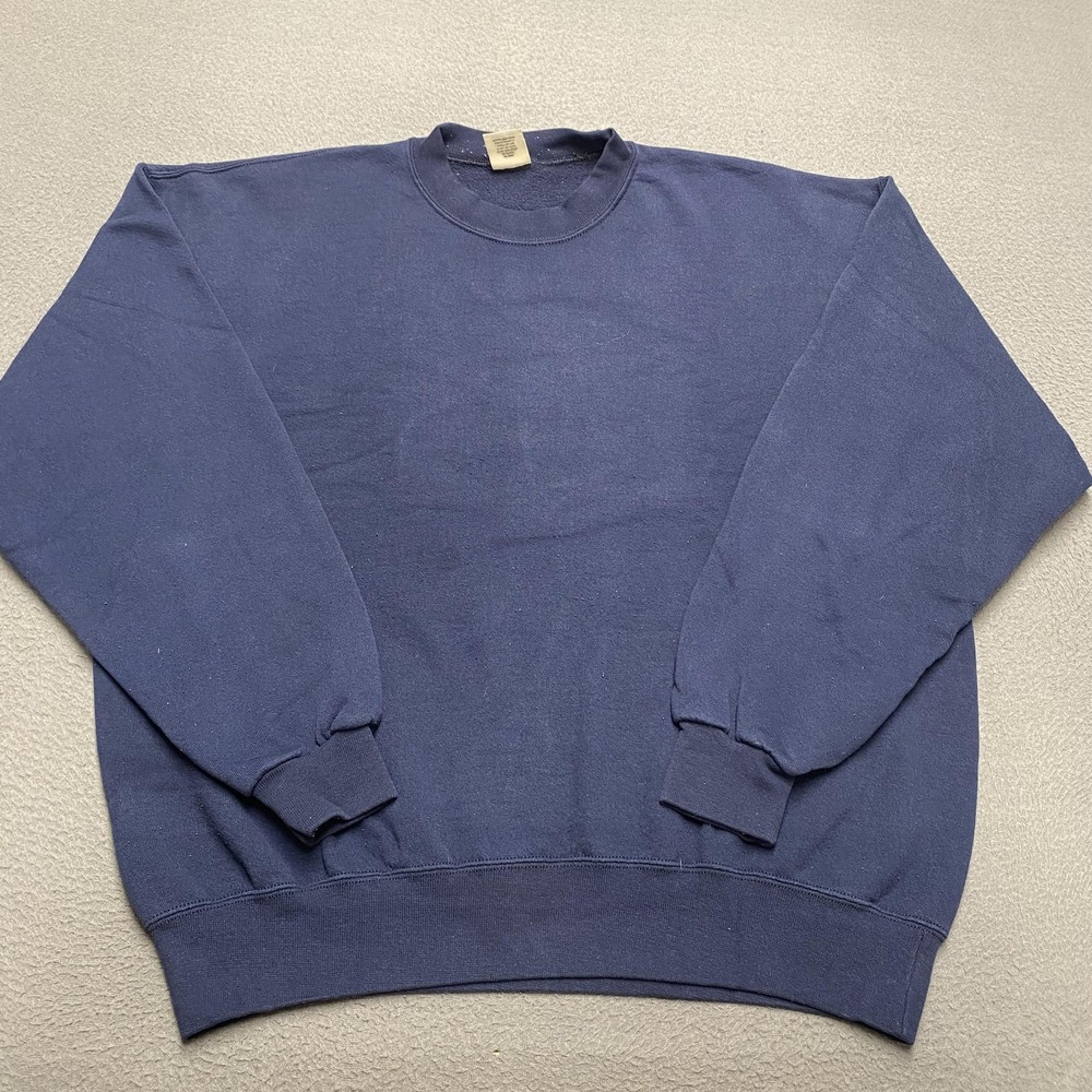 Vintage M. J.‎ Soffe Sweatshirt Mens XL Navy Blue Crewneck Pullover Made USA 90s